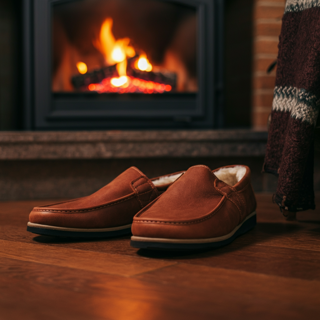 leather house shoes mens