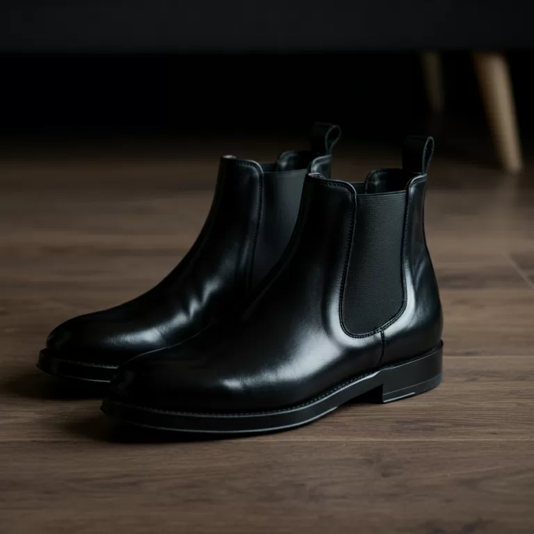 black leather boots.